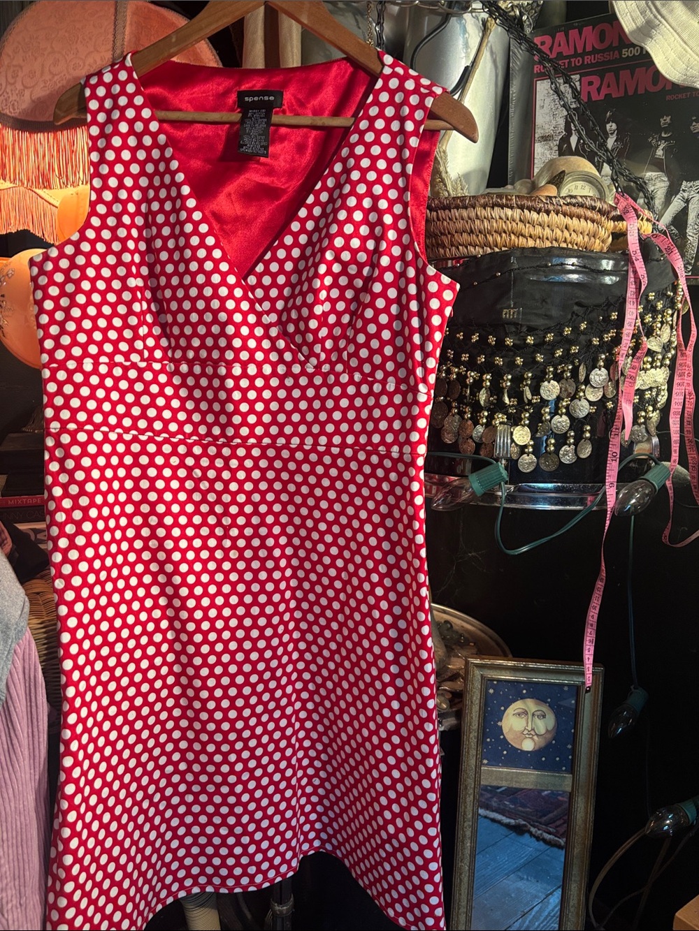Spense Red Polka Dot Lined Dress